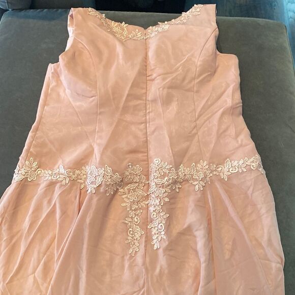 Women’s Pink Chiffon Dress Floral Detail ZipUpBack Matching Jacket Size 24W/26W - Picture 14 of 14